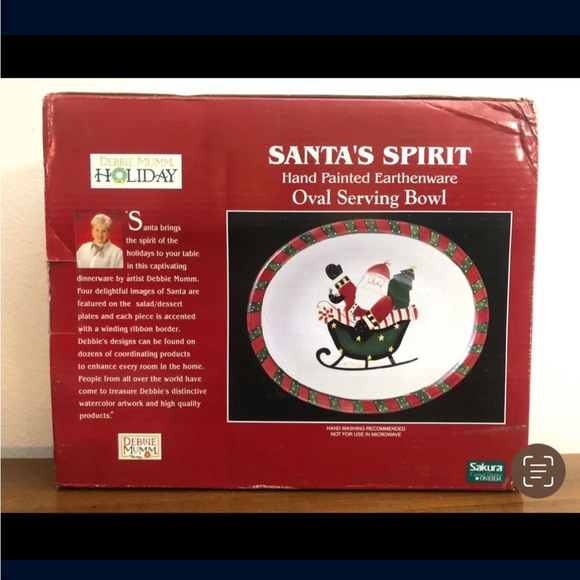 Debbie Mum SANTA’S SPIRIT Vintage Oval Bowl NIB - Picture 3 of 3